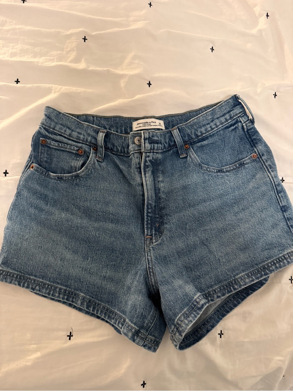 Abercrombie & Fitch Light Blue High-Rise Denim Shorts